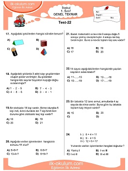 ilkokul 1. Sınıf Genel Tekrar Testleri 